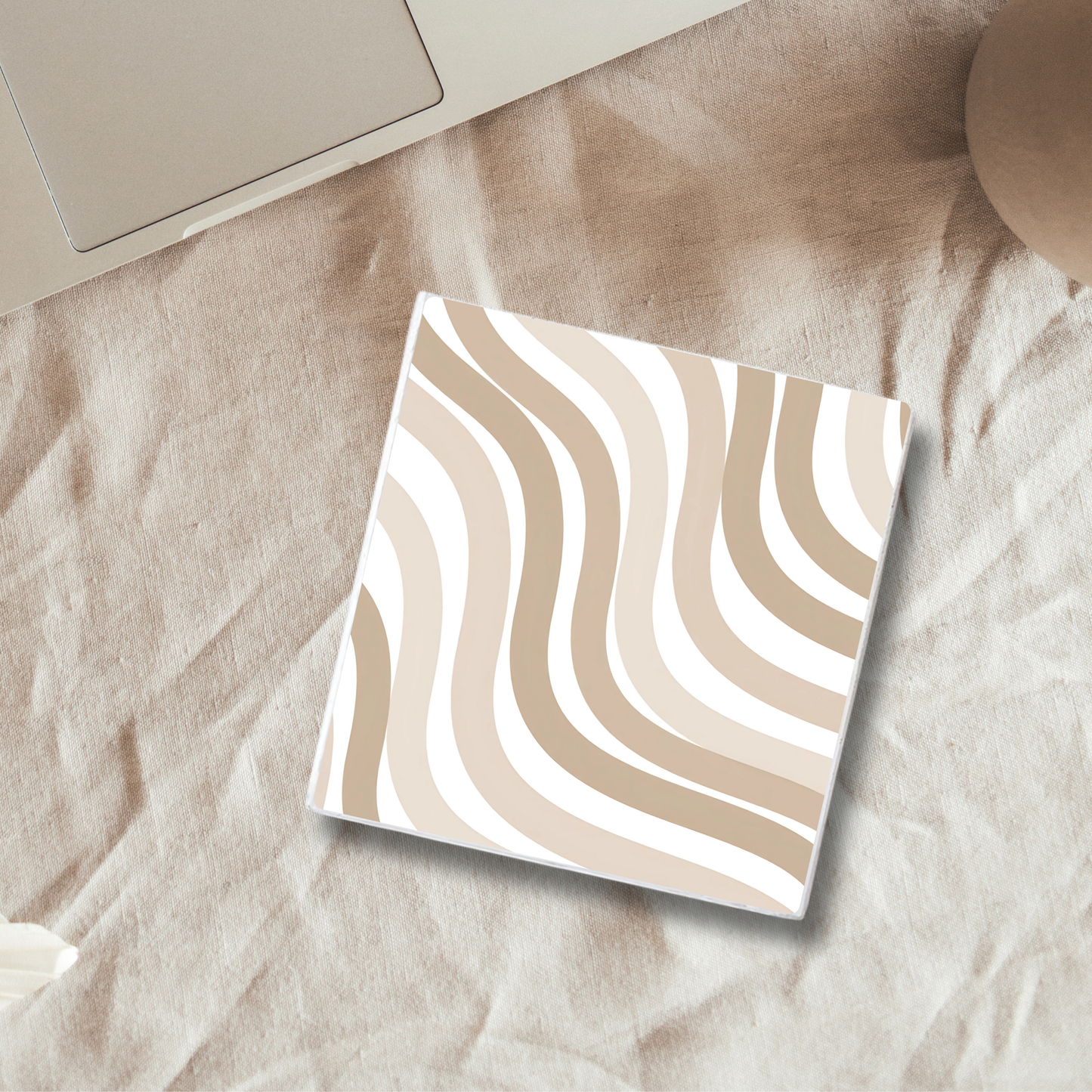 Taupe Waves | Ceramic Coaster