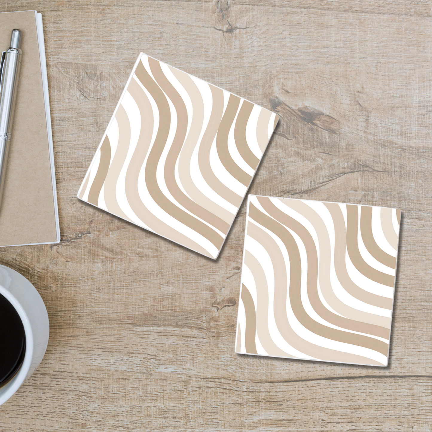 Taupe Waves | Ceramic Coaster