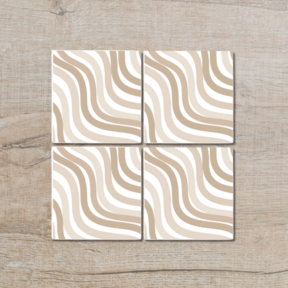 Taupe Waves | Ceramic Coaster
