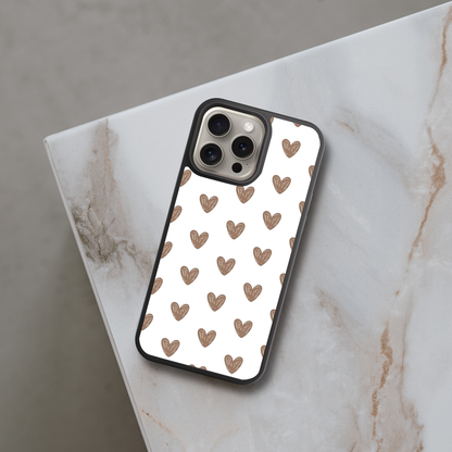 Brown Confetti Hearts | Phone Case
