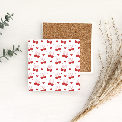 Cherry Hearts | Ceramic Coaster