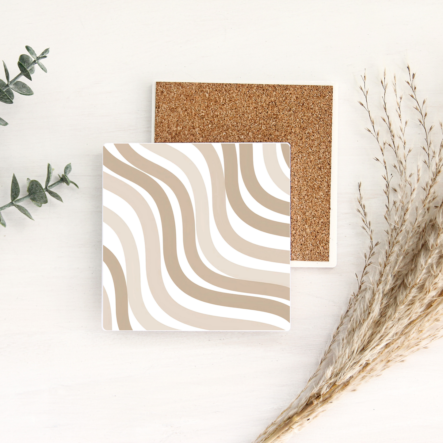 Taupe Waves | Ceramic Coaster