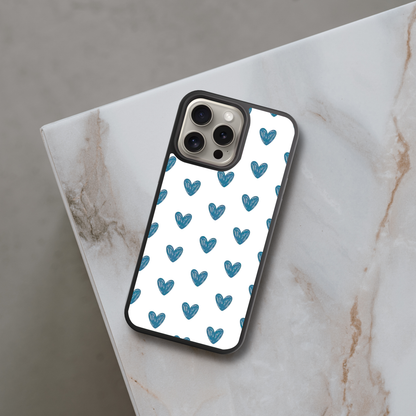 Teal Confetti Hearts | Phone Case