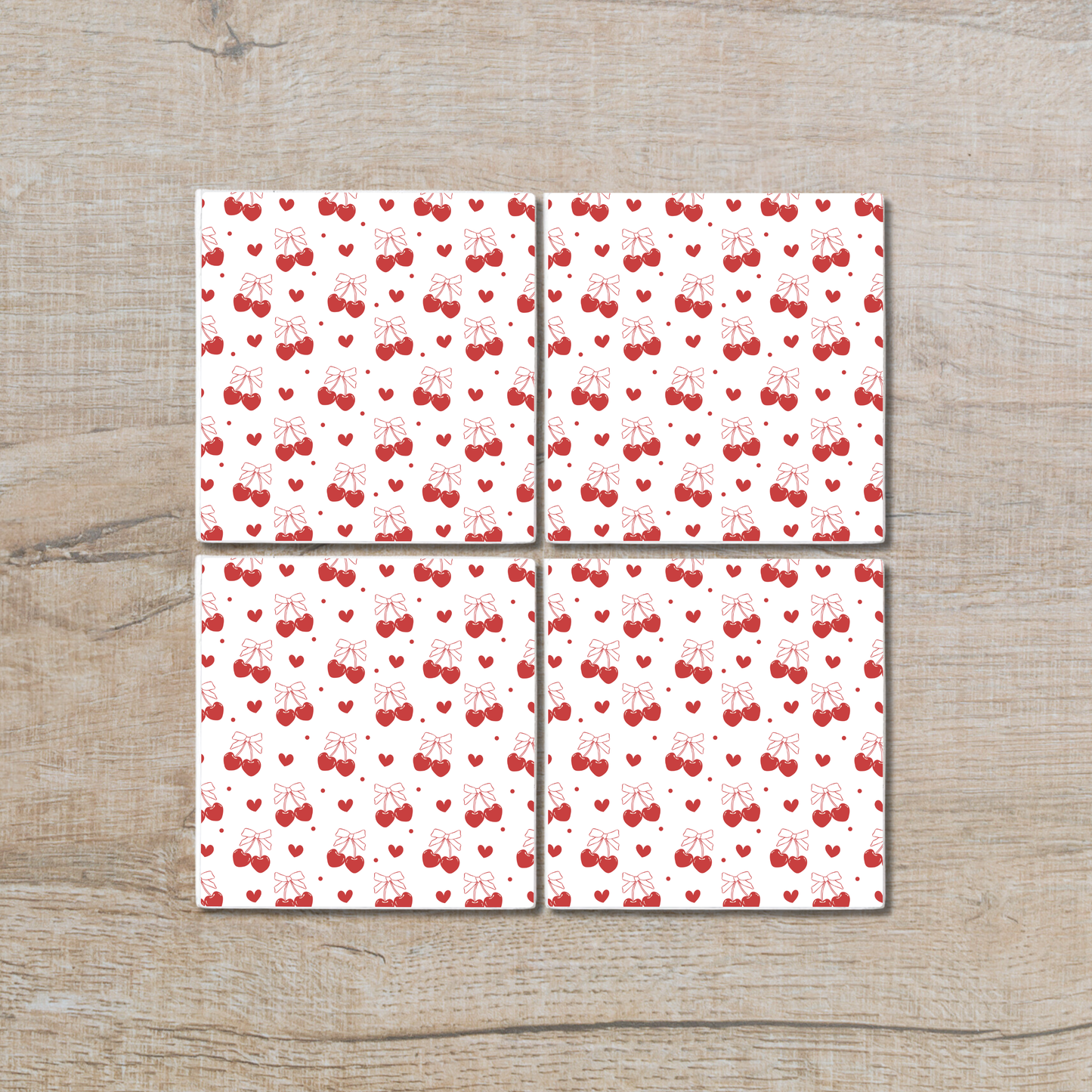 Cherry Hearts | Ceramic Coaster