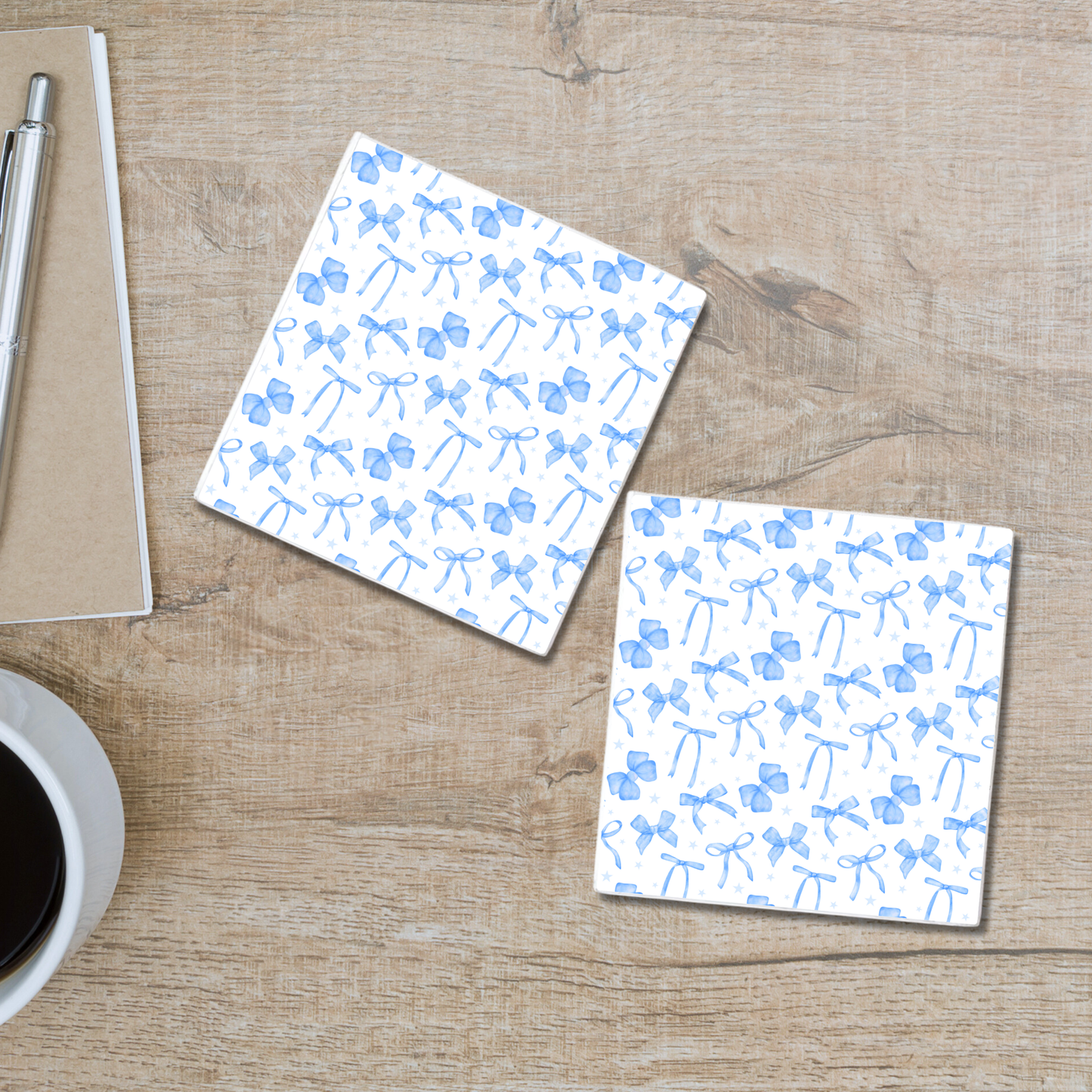 Blue Bows | Ceramic Coaster